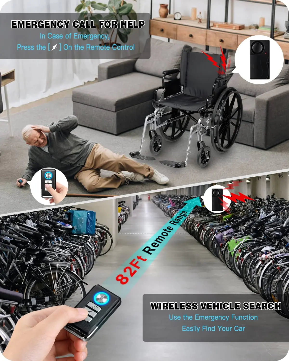 Anchtek 110db Loud Alarm Wireless Vibration Alarm with Remote Control Anti-Theft Alarm Motorcycle Bike Vehicle Security Alarm