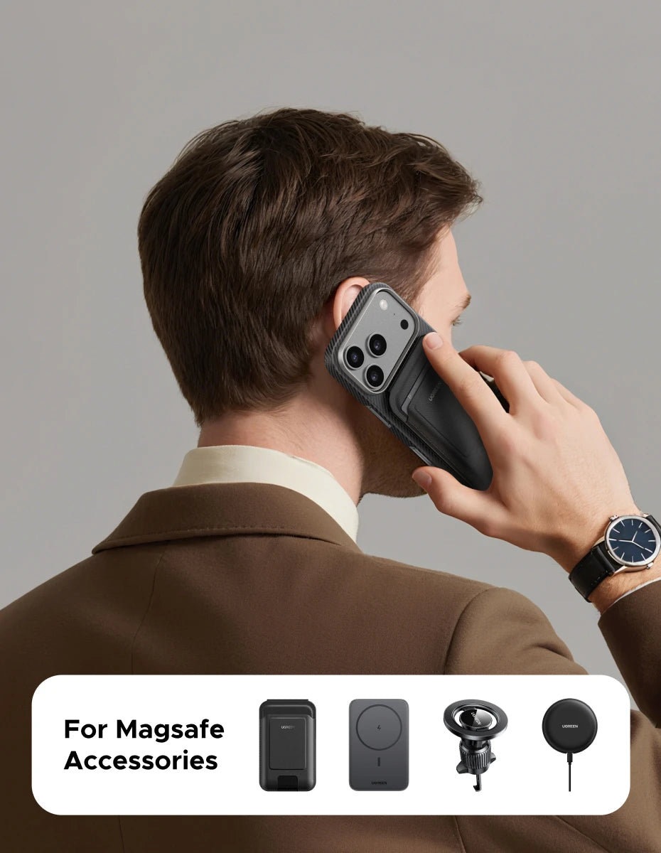 UGREEN Aramid Fiber Case for iPhone 17 Pro Max Aramid Fiber Thin Cover Military Protection Slim Hard Back Case Matte Black