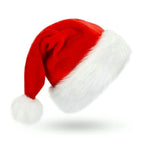 Fluffy Red Santa Hats Set with Plush Brim and Liner for Adults Men Women - Christmas, New Year Party Supplies & Gifts