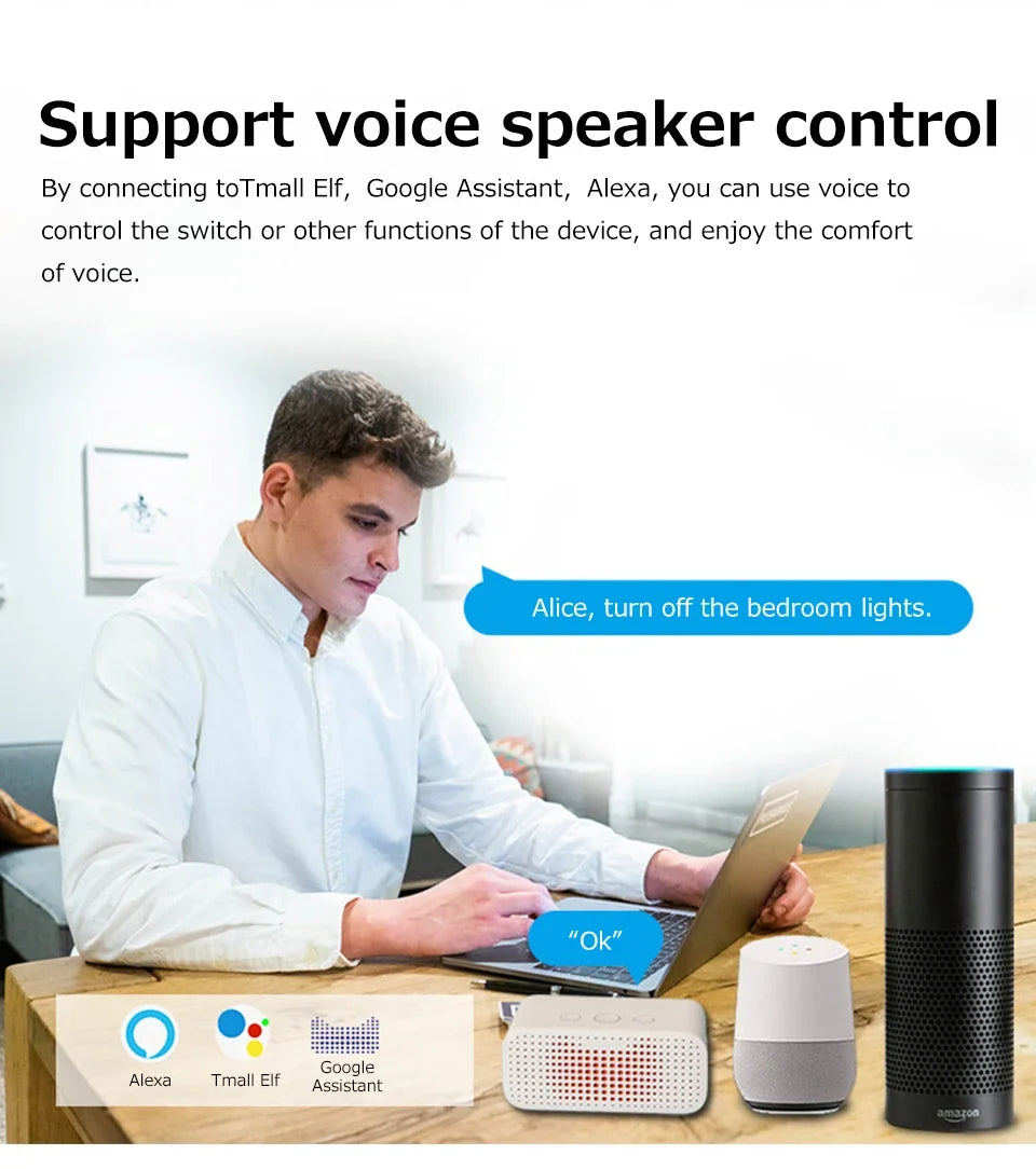 Tuya ZigBee WiFi Smart Switch 2 Way Control Breaker Relay 220V 110V 16A Smart Life APP Voice Control with Alexa Google Home