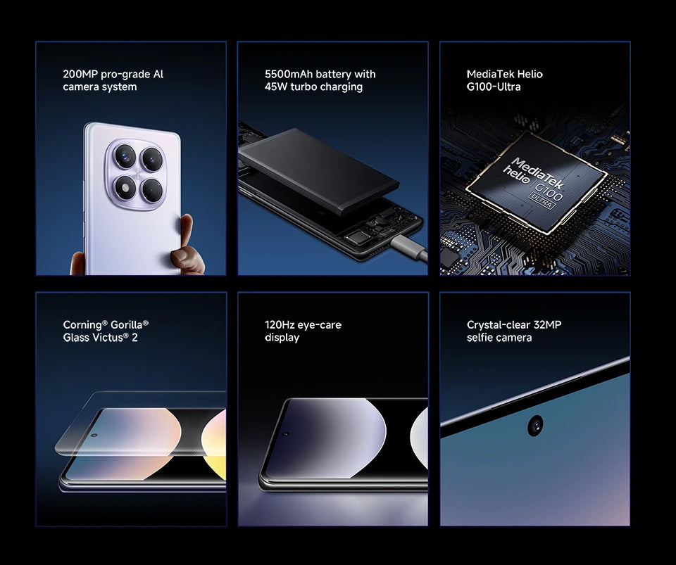 Global Version Xiaomi Redmi Note 14 Pro 4G Smartphone 200MP AI Camera MediaTek Helio G100-Ultra 6.67