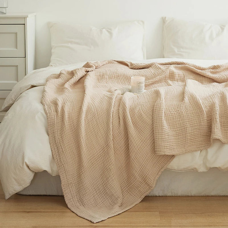 Battilo 100% Cotton Muslin Throw Blanket for Sofa 6 Layer Breathable Lightweight Boho Throws for Couch Bed Large Summer Blankets