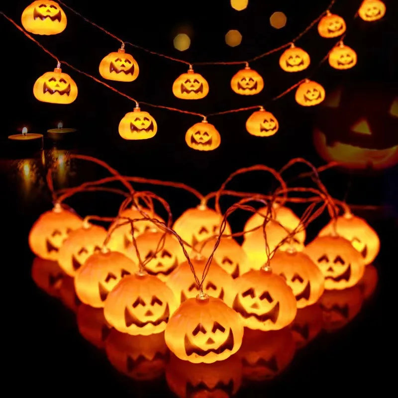 1.5M 10LED Halloween LED Light String Horror Eyeballs Pumpkin Spider Bat Skull Lamp Trick Or Treat Happy Halloween Party Decor