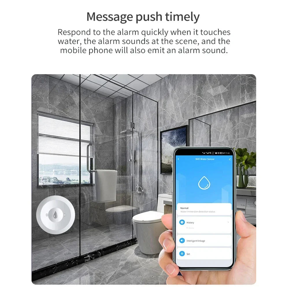 Zigbee Water Sensor Flood Leak Detector App Remote Monitoring for Kitchen/Bathroom Support Home Assistant Zigbee2mqtt