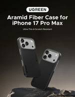UGREEN Aramid Fiber Case for iPhone 17 Pro Max Aramid Fiber Thin Cover Military Protection Slim Hard Back Case Matte Black