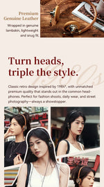 ROSESELSA Distant Mountain Retro Over Ear HiFi Headsets OOTD Vintage Metal Wired Headphones with MMCX 3.5mm Plug