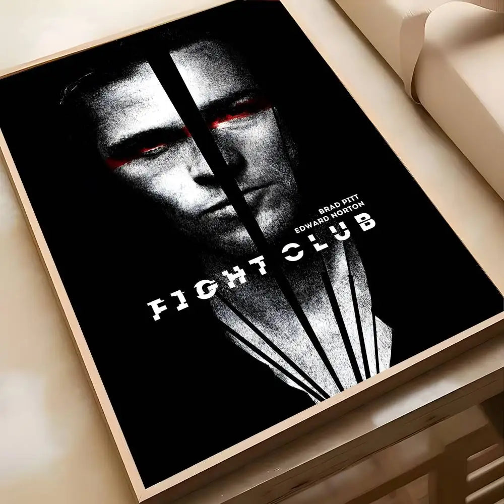 Movie Sticky Fight Club Poster High-definition art sticker Self adhesive waterproof home decoration for living room