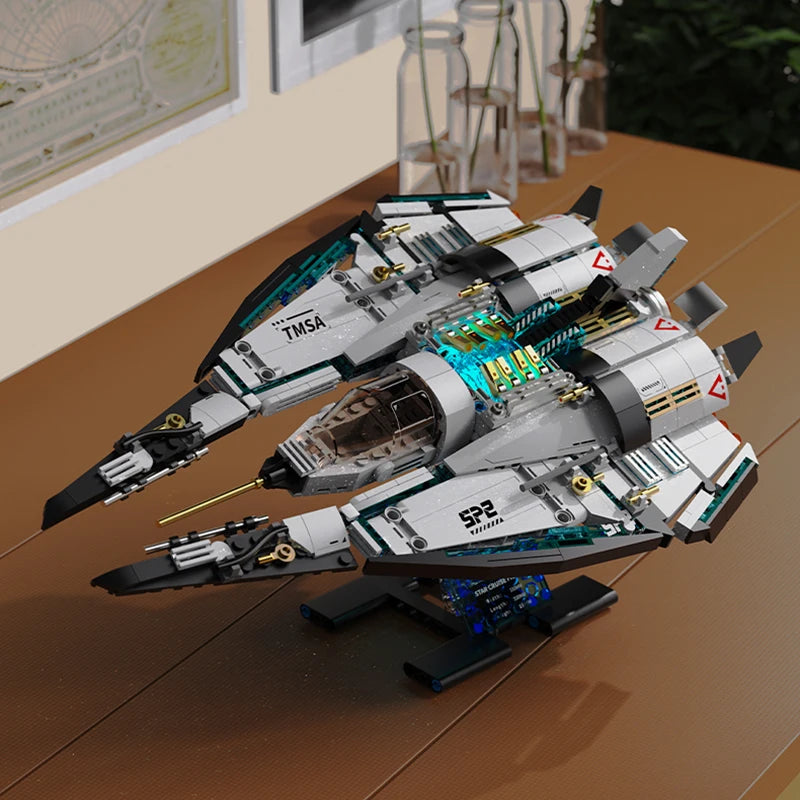 1400pcs Galaxy Starship Building Block Set, Space Wars Starfighter Model Kits with Light, STEM Toy Gift for Kids Adults Boy Girl