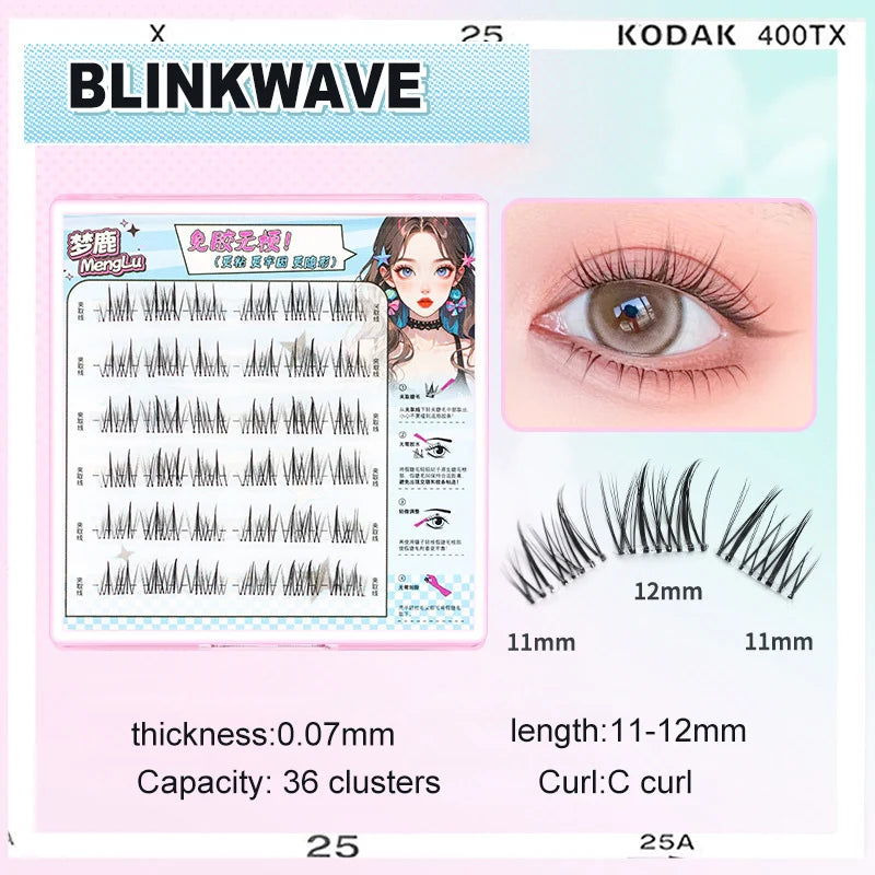 Upgraded Sunflower False Eyelashes No Glue Fake Lashes  Natural Reusable Band-Free Lashes Manga Lash Makeup Korean