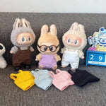 For 15cm cute mini labubu clothes  Kawaii Cartoon Bib Pants  With matching shoes Labubu Accessories