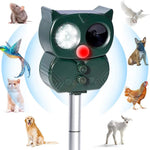 Solar Powered Ultrasonic Animal Repeller - Sonar Deterrent for Dogs, Cats, Birds
