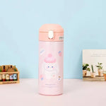 380ML Thermos Vacuum Flask Cute Cartoon 304 Stainless Steel Thermal Water Bottle Insulated Straw Cups Tumbler Drinkware