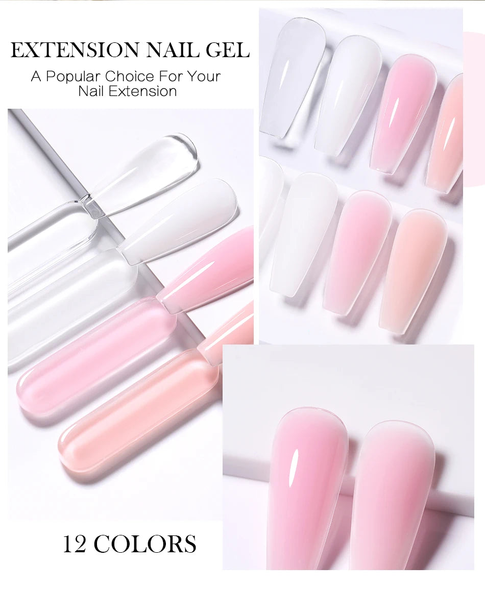 BORN PRETTY 30ml Glitter Pink Hard Jelly Nail Extension Gel Nail Polish Milky White Clear Color Soak Off UV Construction Gel