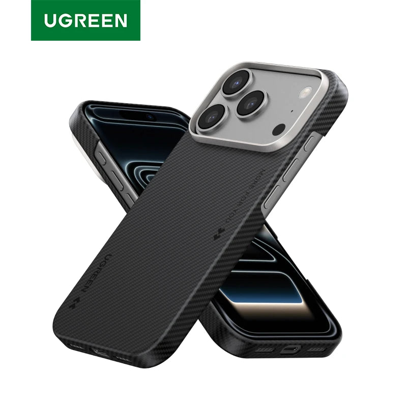 UGREEN Aramid Fiber Case for iPhone 17 Pro Max Aramid Fiber Thin Cover Military Protection Slim Hard Back Case Matte Black