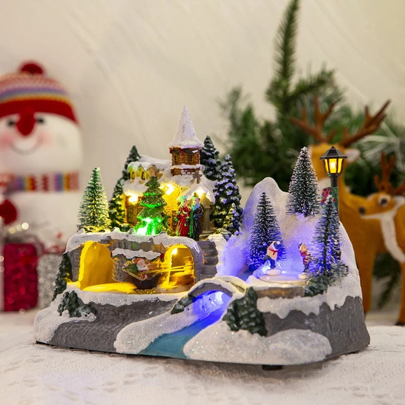 pendantChristmas Snow House Village LED Light Luminous Ornament Figurine Christmas Decorations Crafts Xmas Decor