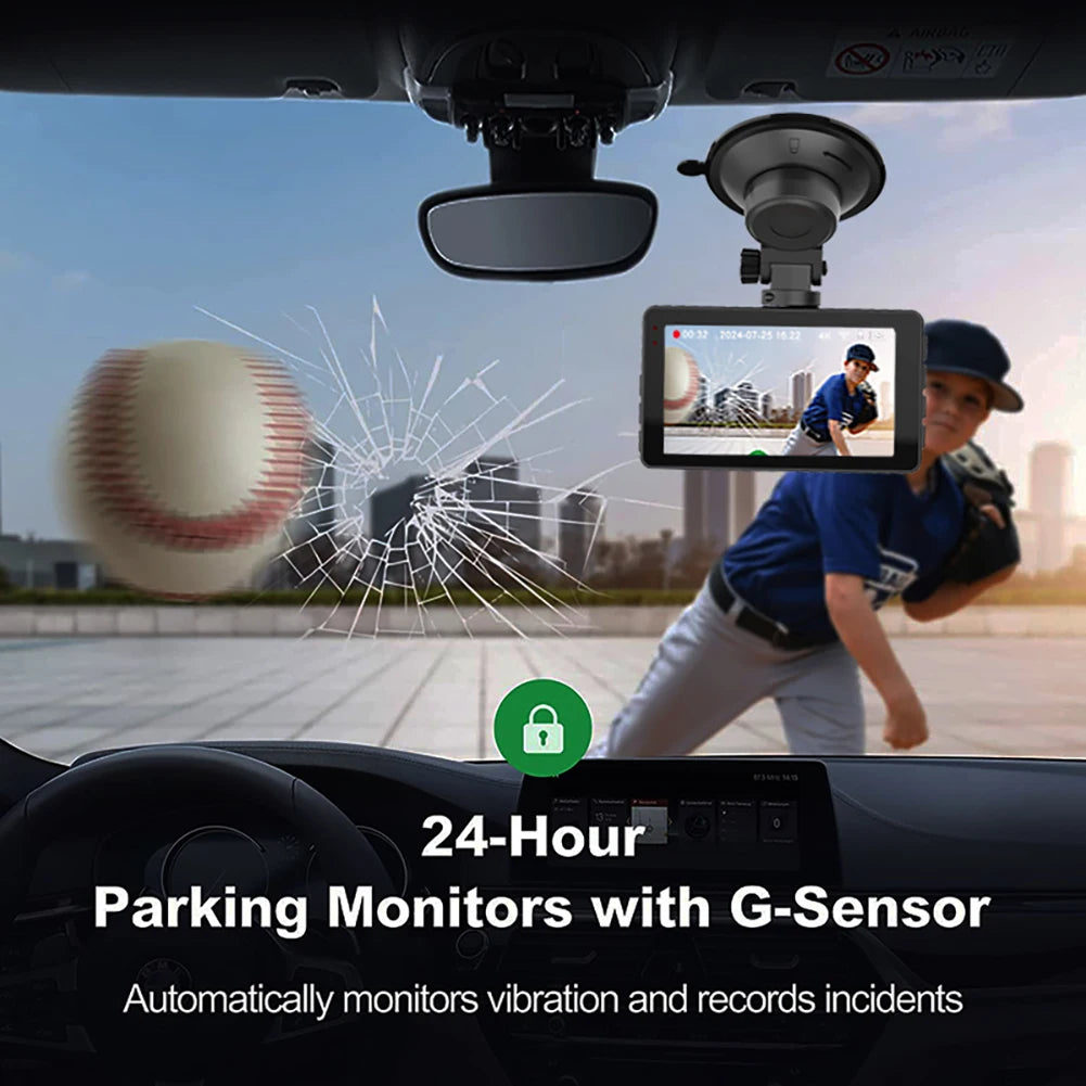 4K+2K Front and Rear Dash Cam Built-in WiFi 3 Inch IPS Car Video Camera WDR Night Vision G-Sensor 24H Parking Mode APP Control