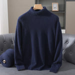 Autumn Winter Men's High Neck Pullover Knitted Sweater 100% Mink Cashmere Long Sleeved Loose Business Casual Warm Top New Styles