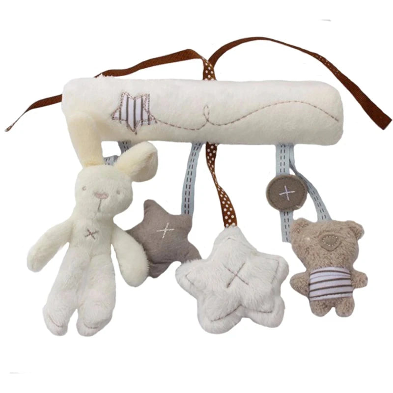 2025 New Hanging Bed Rabbit Baby Hand Bell Safety Seat Plush Toy Multifunctional Plush Toy Stroller Mobile Gifts