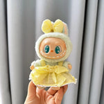 Luxury Plush Wedding Dress Dolls Clothes for Labubu I II Korea Style Fluffy Romantic Wedding Dress Flower Hat Suit for Ladbubu