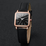 2/4PCS Fashion Square Women's Watch Leather Band Quartz Watches Heart Bracelet Set（Without Box）