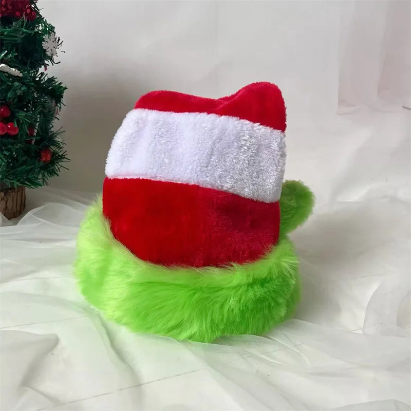 Splicing Christmas Santa Hat Xmas Long Plush Holiday Red Hat For Woman And Man Unisex 2025 New Year Festive Party Supplies Gifts