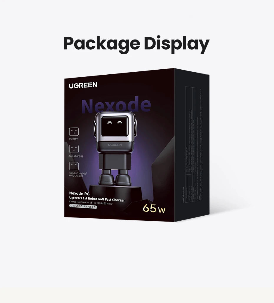 【Korean Plug】UGREEN 65W GaN Charger Robot Design QC 4.0 PPS For Macbook Pro Laptop Tablet iPad iPhone16 15 Pro PD Fast Charger