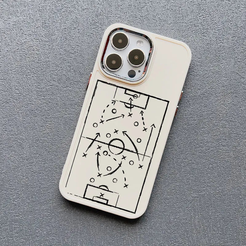 Case For iPhone 16 15 14 Pro Max Plus 13 12 11 Pro Max XR XS X 7 8 SE Football Basketball Tactical Board Pattern Silicone Covers