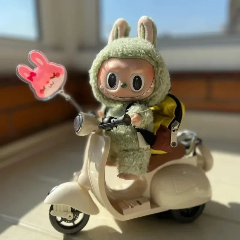 New Mini Electric Motorcycle Toy For Labubu Doll Accessories Fun Cute Doll Toys With Lights And Music Rotating Miniature Gift