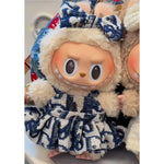 17cm For Labubu Doll Clothing Skirt Bowhair Accessory Set Retro Bib Pants Clothes Luxury Messenger Bag Shoes Set Sitting Party