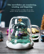 Christmas Tree Cup Transparent Double Heat Resistant Creative Couples Mug Snowflake Drinking Glass Children's Gift Coffee Cups