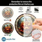 2D Halloween pumpkin circular acrylic sign, suitable for windows, porches, classrooms, courtyards, Halloween decorations, gifts