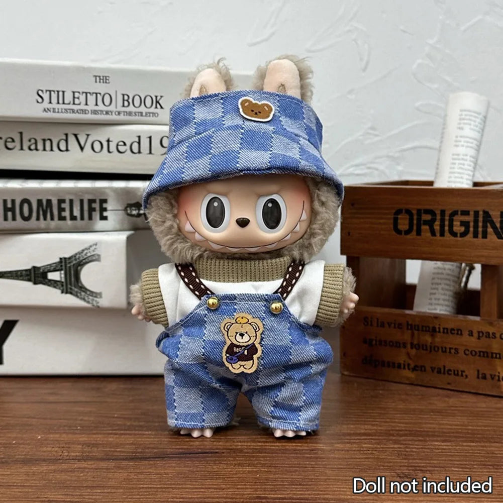 Fashion Clothes Ropa Labubu Clothes Outfit Doll Accessories For 15/17cm Labubu V2 V1 Plush Doll's Suspenders Suit