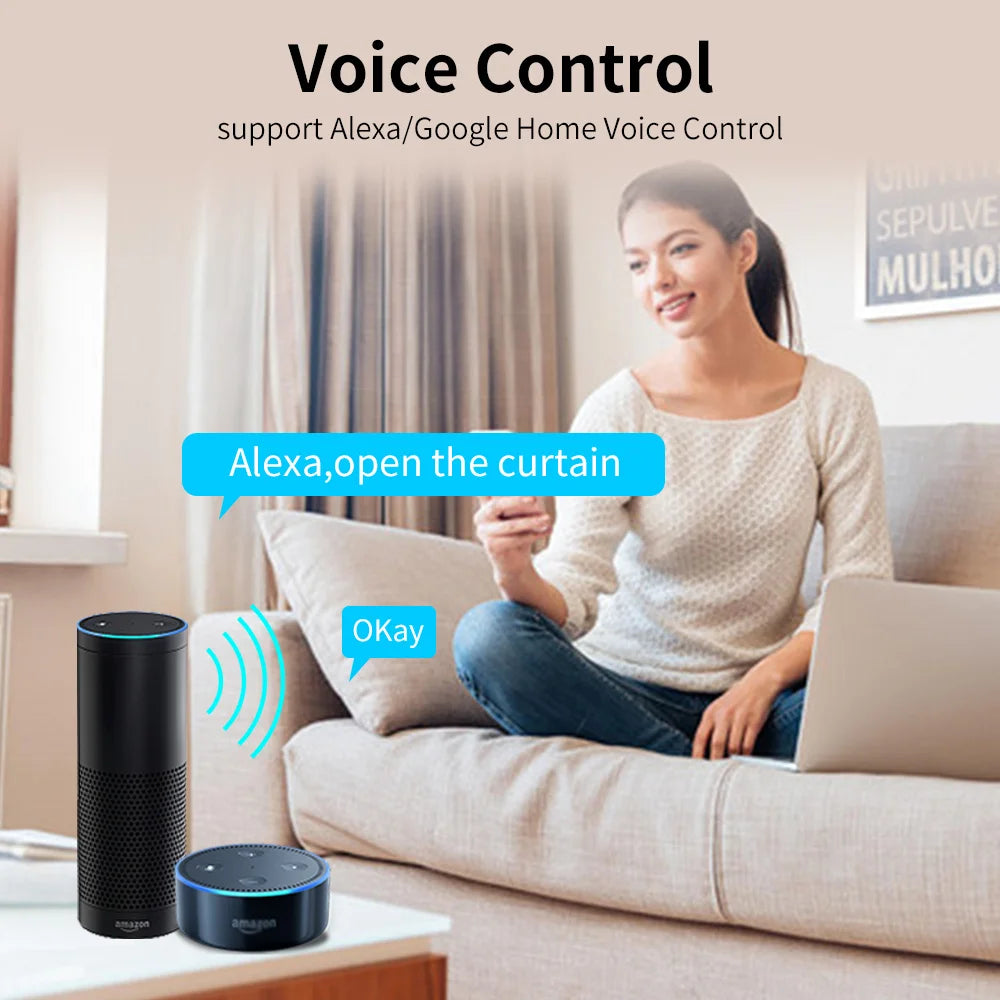 Smart Tuya Wifi/Zigbee Electric Curtain Shutter Motor with RF Remote 22.5CM Size APP Control Alexa Google Assistant SmartThings