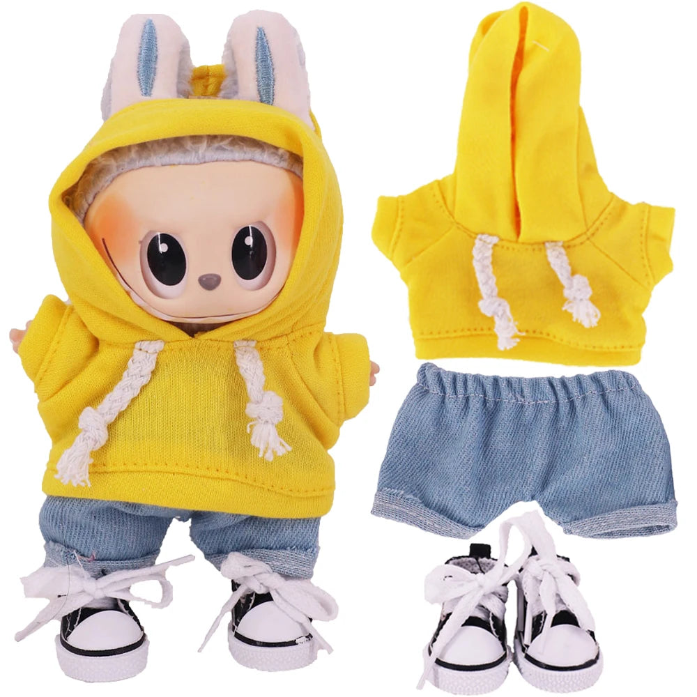 Doll Clothes Set For labubu 17cm Plush Doll Accessories Girl's Toys Birthday And Christmas Gifts