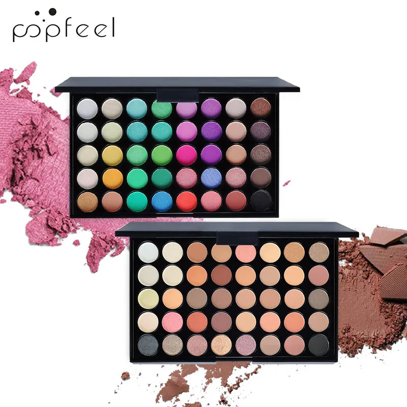 POPFEEL 40 Colors Eyeshadow Palette Long Lasting Easy Makeup Brown Eyeshadow Palette, Pink Eyeshadow Palette