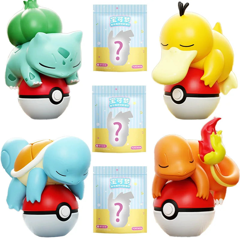 New Sell Pok é mon Series Blind Box Luminous Elf Ball Small Ornament Kawaii Cartoon Desktop Car Figurine Doll Toys Birthday Gift