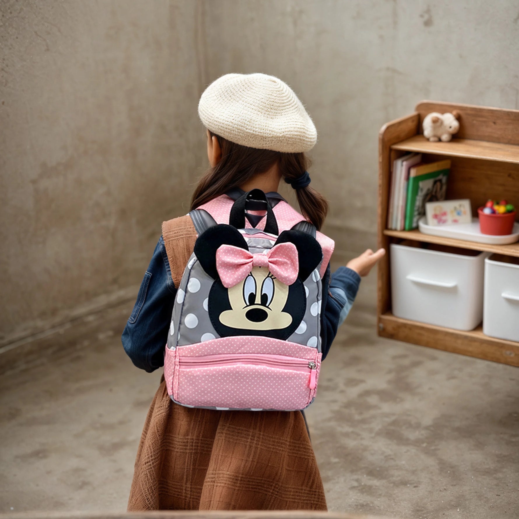 Disney New Backpack 2025 Minnie Schoolbag For Kids Cartoon Kindergarten Schoolbag Kawaii Pink Backpack As a Gift For Children