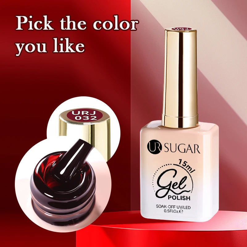 UR SUGAR 15ml Blood Red Jelly Gel Nail Polish Translucent Color Crystal Nude Gel Nail Art Varnish For Fall Winter Manicure