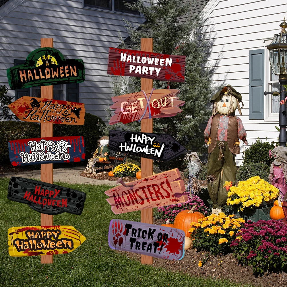 1set Halloween Party decor Welcome Sign Halloween Scary Themed Outdoor Yard Signs Decor Halloween Party Home Garden Decor