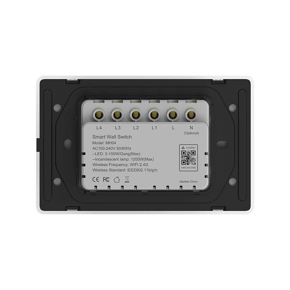 Manhot Matter WiFi Smart Wall Light Switch 1 2 3 4 Gangs with Neutral Wire Push  Physical Light Switches work with Homekit App