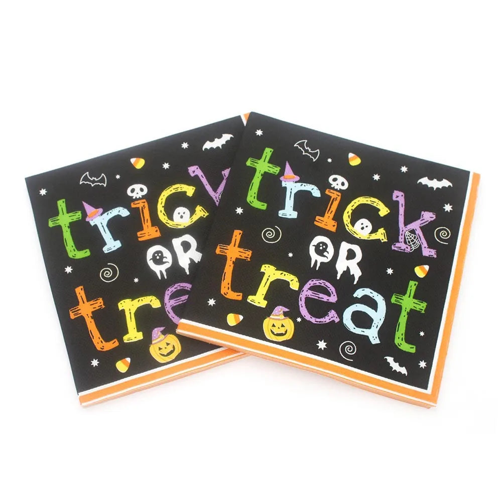 20/40/60/80/100pcs Halloween Theme Party Disposable Napkins Cocktail Napkin Bat Spider Pumpkin Halloween Holiday Decor Tableware