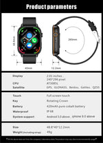 LIGE 2025 For Android IOS GPS Smart Watch Women 2.01" HD Screen Heart Rate Bluetooth Call Compass IP68 Waterproof Men Smartwatch