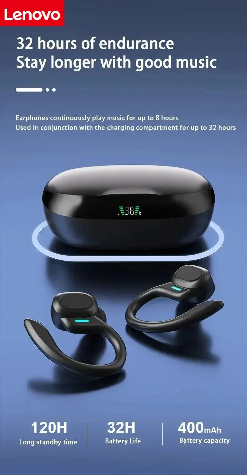 Original Lenovo Sports Wireless Earphones BT over Ear Buds with Earhooks Sports Earphones Running in-Ear Headphones