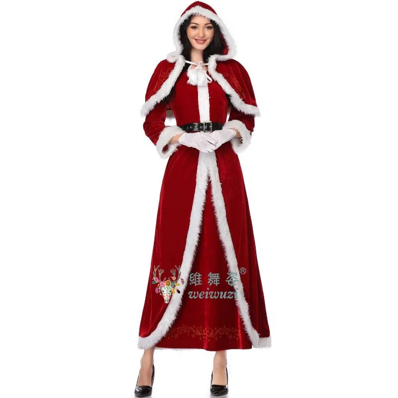 Christmas Costume Deluxe Suit Adult Women Cosplay Costume Santa Claus Funny Xmas Outfit New Year Party Fancy Clothing Premium