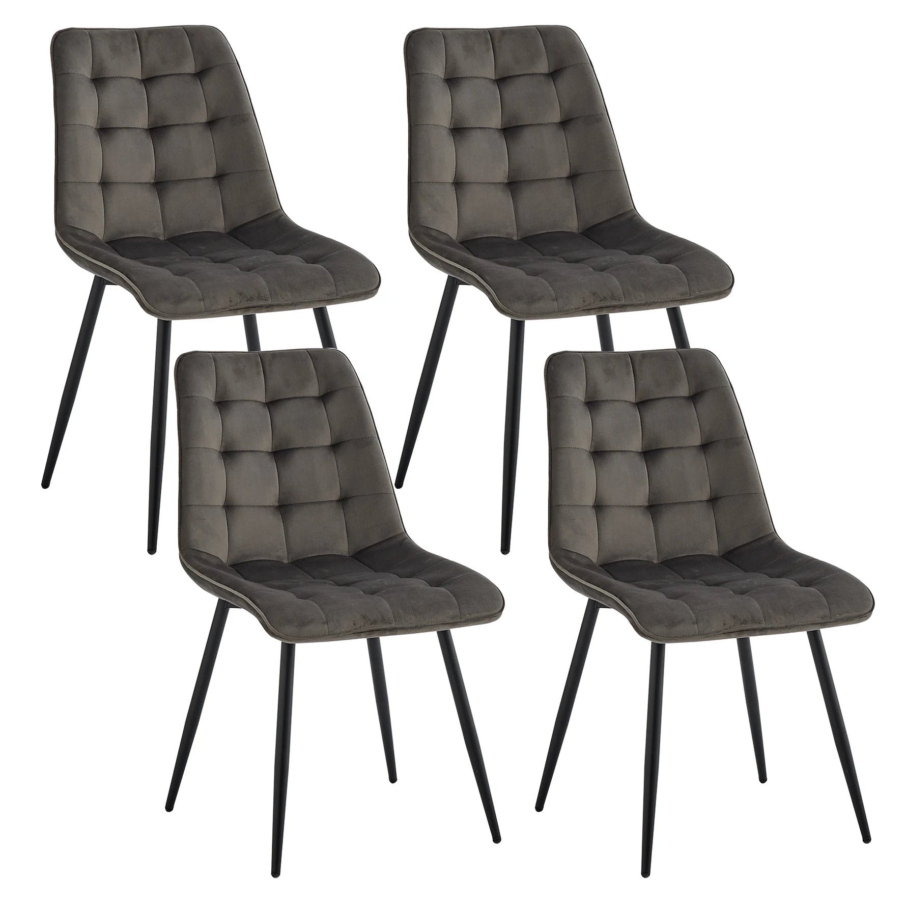 Set of 4 Velvet Dining Chairs Metal Legs Modern Comfortable Chair for Kitchen Bedroom Living Room Home Furniture