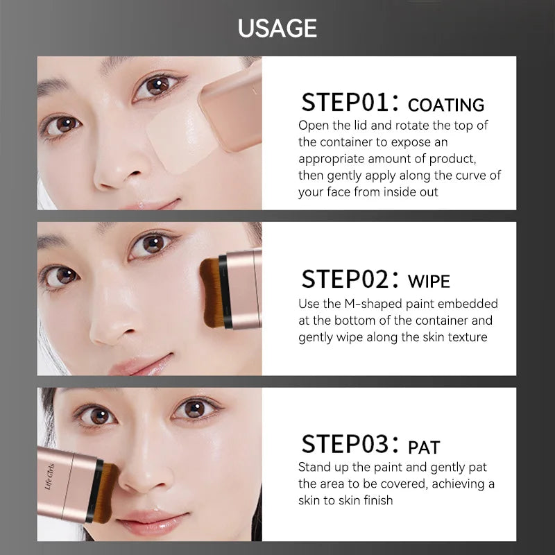 Clear and Moist Hydrating Foundation Naturally Perspective, Moisturizing, Bling, Glossy, Thin and Lightweight Double Head Makeup Foundation Rotated, More Comfortable, Waterproof Function, Easy to Makeup, Easy to Use