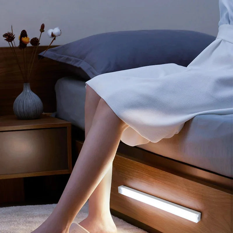 USB Rechargeable Wireless Motion Sensor LED Bar Light, Induction Night Light, Magnetic Portable Cordless Cabinet Lamp for Kitchen