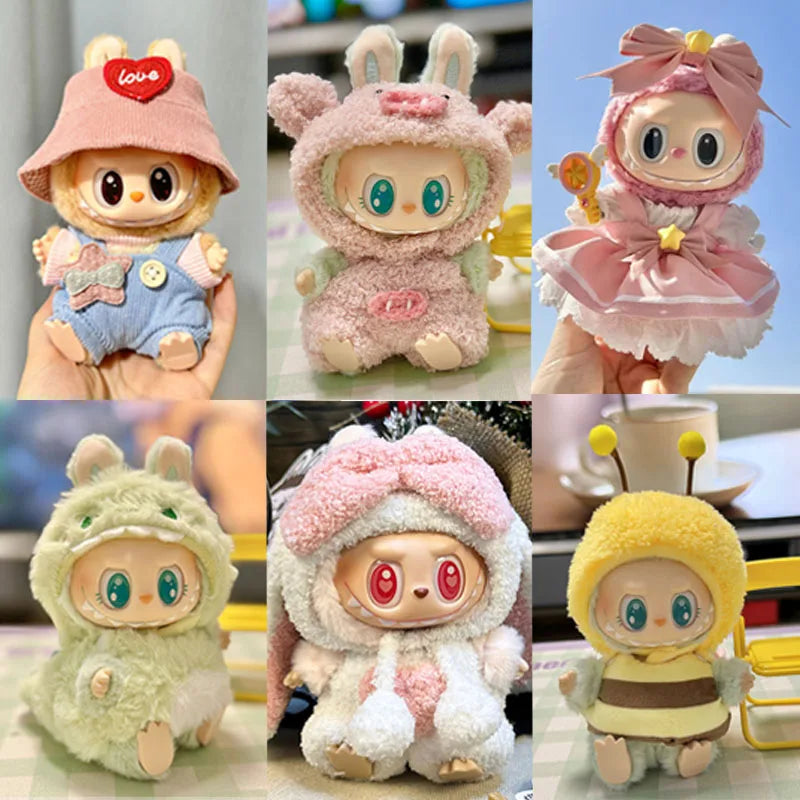 17cm Mini Plush Doll'S Clothes Outfit Accessories For Korea Kpop Exo Labubu I II Idol Dolls sit party overalls Clothing Gift