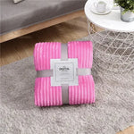 Striped Flannel Blankets For Beds Solid Pink Blue Color Soft Warm Mink Throw Sofa Cover Bedspread Beach Airplane Travel Blankets