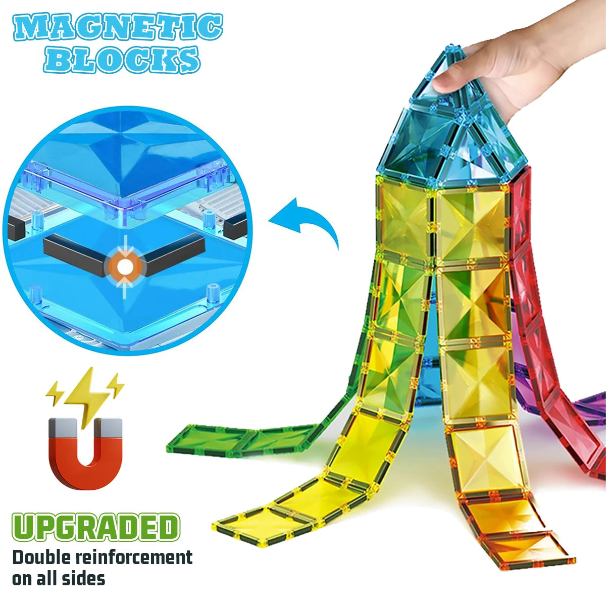 Light Magnetic Building Blocks,3D educational STEM Building Toys, stimulate creativity and brain development,for boy girl gift